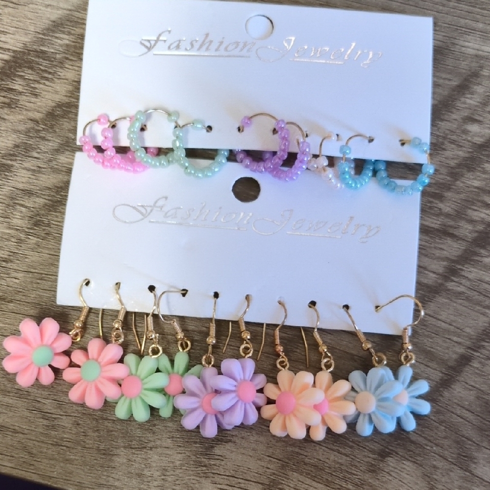 Colorful Flower Earrings Set